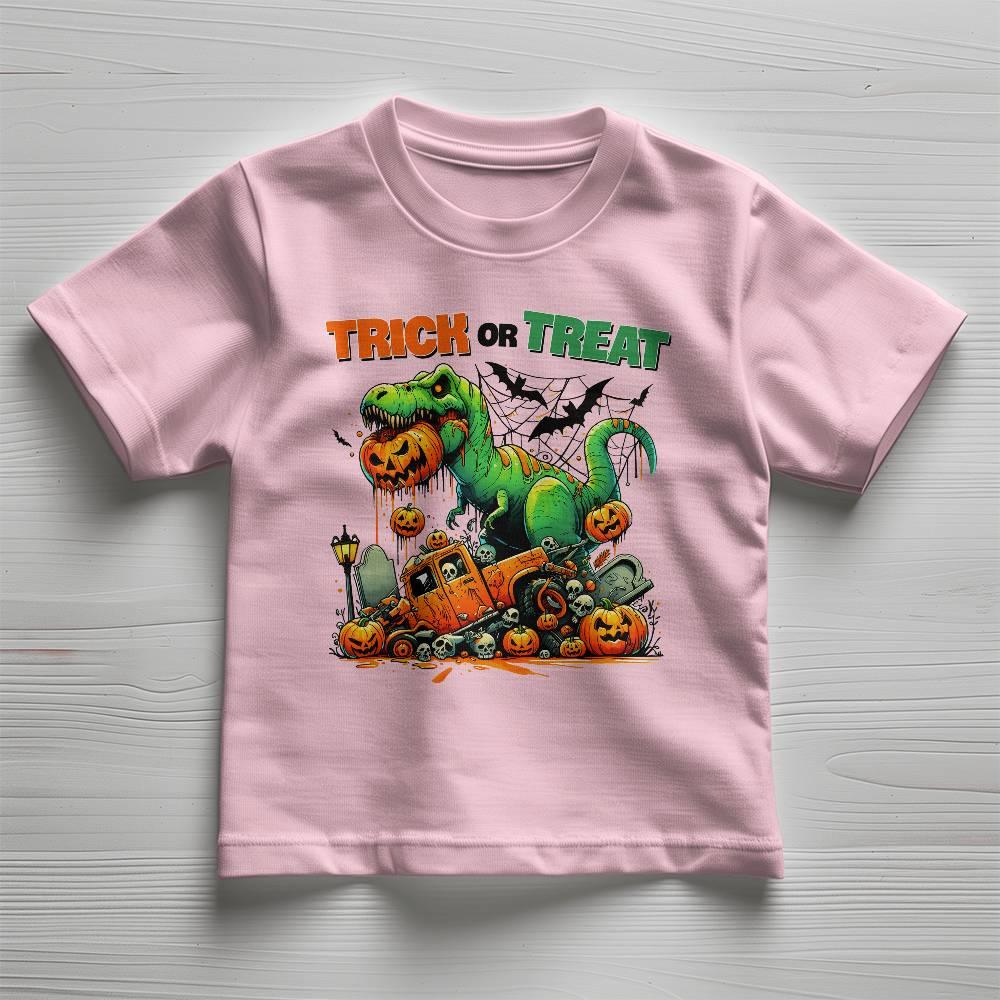 Halloween Monster Dinosaur T-Rex Trick or Treat Toddler Jersey Tee - Mallard Moon Gift Shop