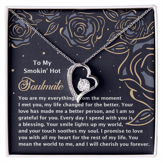 Romantic Jewelry Gift for Wife, Girlfriend, or Fiancée –Forever Love Heart Pendant Necklace with CZ Stone - Includes Elegant Message Card - Soothes My Soul - Mallard Moon Gift Shop