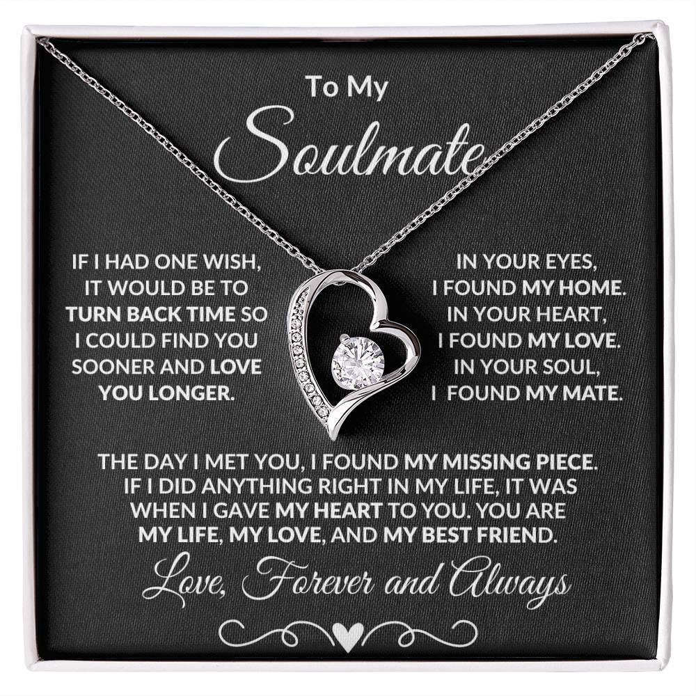 Gift for Soulmate Dazzling Forever Love Heart Necklace with Message Card and Gift Box - Mallard Moon Gift Shop