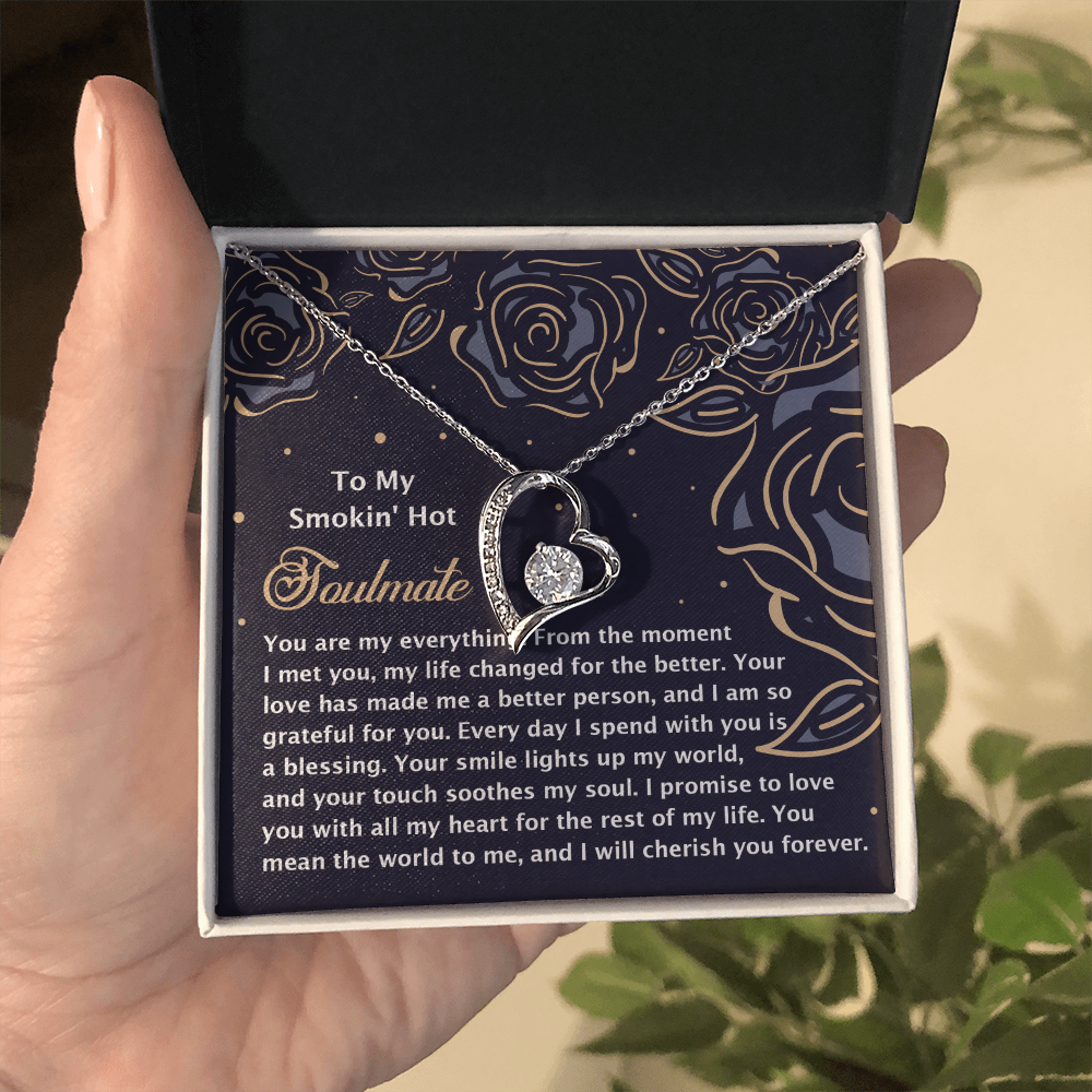 Romantic Jewelry Gift for Wife, Girlfriend, or Fiancée –Forever Love Heart Pendant Necklace with CZ Stone - Includes Elegant Message Card - Soothes My Soul - Mallard Moon Gift Shop