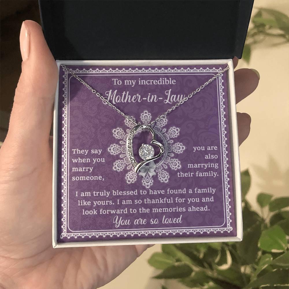 Mother-in-Law Gift I am Truly Blessed for the Memories Ahead Heart Pendant Necklace - Mallard Moon Gift Shop