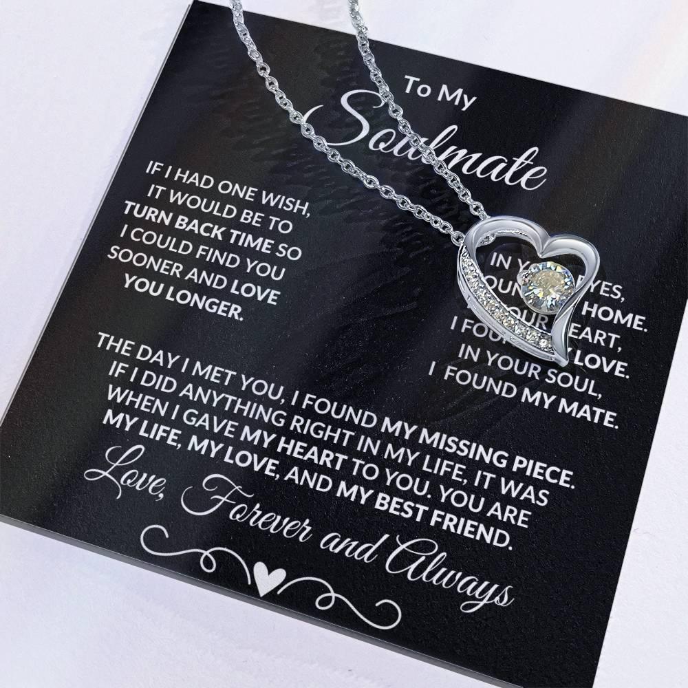 Gift for Soulmate Dazzling Forever Love Heart Necklace with Message Card and Gift Box - Mallard Moon Gift Shop