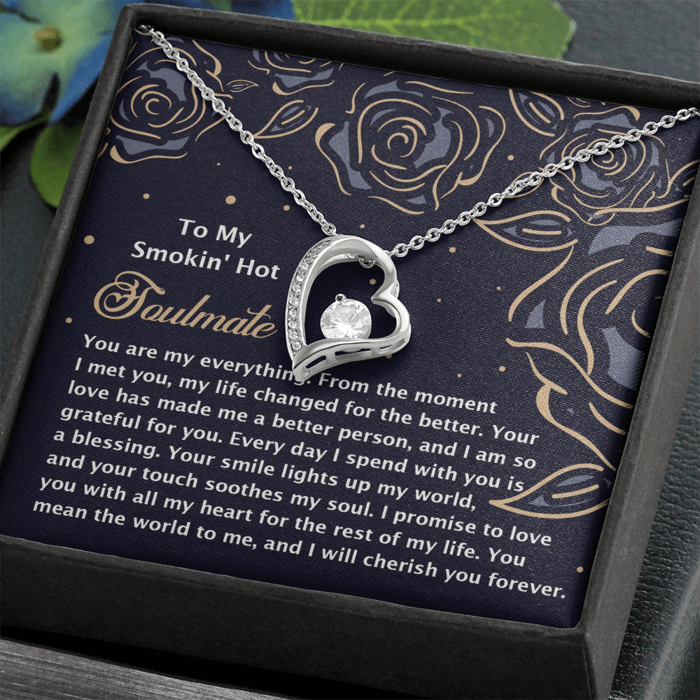 Romantic Jewelry Gift for Wife, Girlfriend, or Fiancée –Forever Love Heart Pendant Necklace with CZ Stone - Includes Elegant Message Card - Soothes My Soul - Mallard Moon Gift Shop