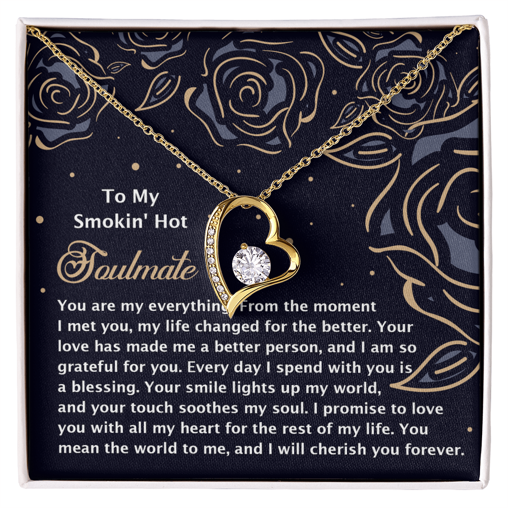 Romantic Jewelry Gift for Wife, Girlfriend, or Fiancée –Forever Love Heart Pendant Necklace with CZ Stone - Includes Elegant Message Card - Soothes My Soul - Mallard Moon Gift Shop