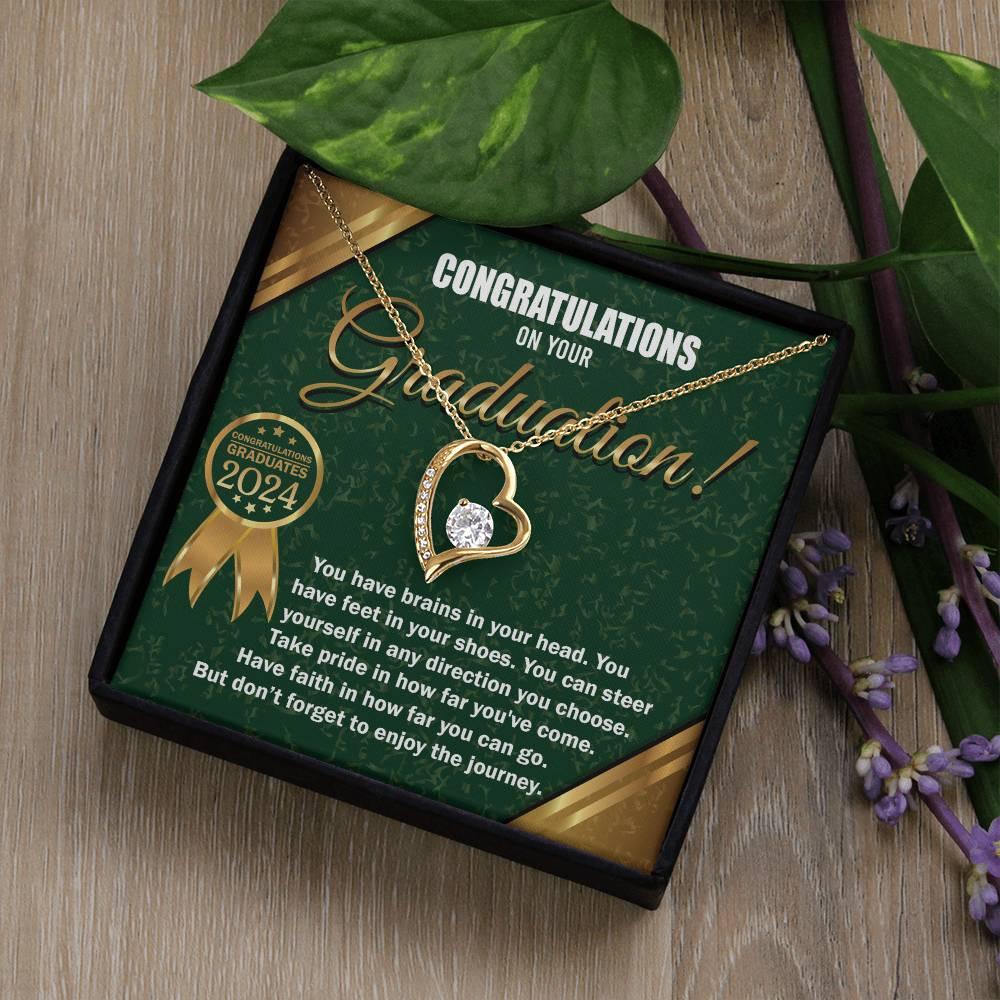 Graduation Gift for Her Congratulations Take Pride Have Faith Enjoy the Journey Heart Pendant Necklace with Gift Box - Mallard Moon Gift Shop