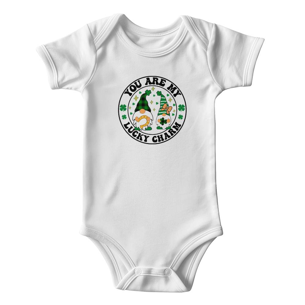 You Are My Lucky Charm St. Patrick’s Day Baby Bodysuit – Cute Gnome & Shamrock Onesie – Soft Cotton Infant Romper – Funny Irish Holiday Outfit & Baby Gift - Mallard Moon Gift Shop