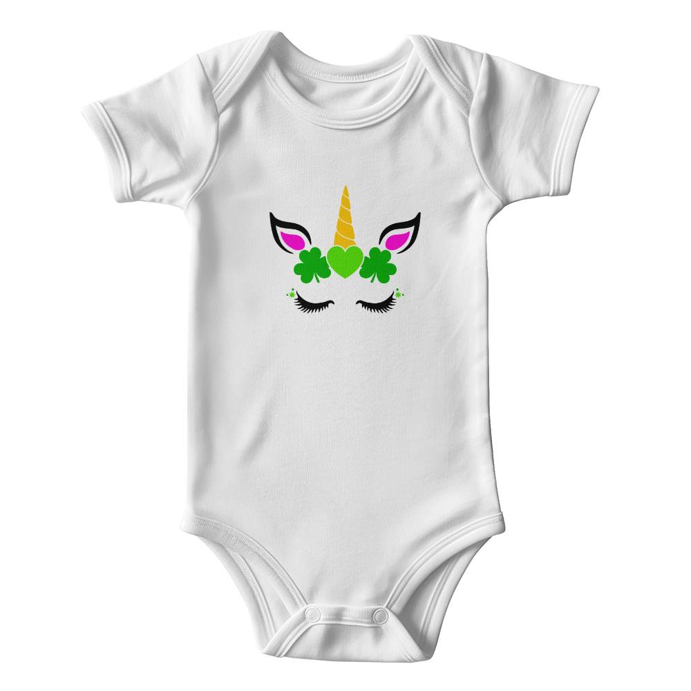 Shamrock Unicorn St. Patrick’s Day Baby Bodysuit – Cute Irish Lucky Charm Onesie – Soft Cotton Infant Romper – Magical Holiday Outfit & Baby Gift - Mallard Moon Gift Shop