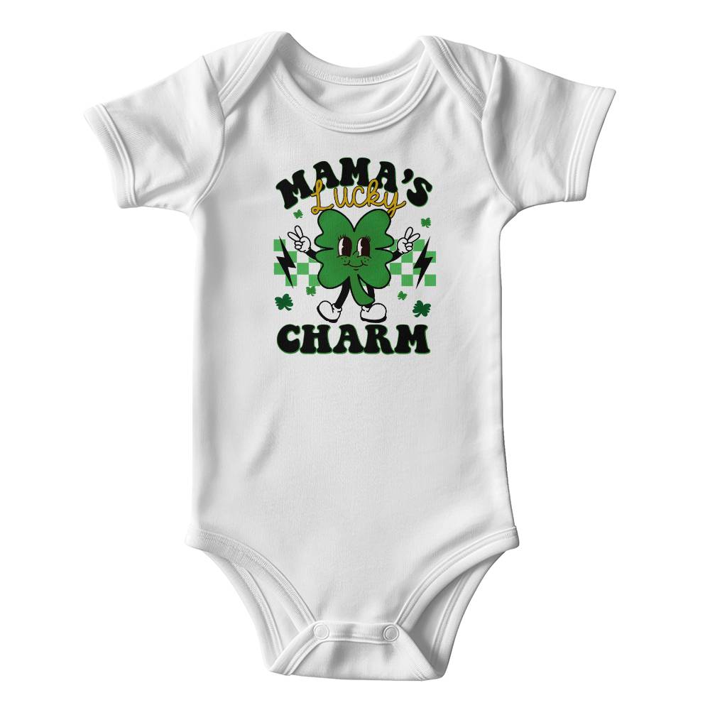 Mama’s Lucky Charm St. Patrick’s Day Baby Bodysuit – Cute Shamrock Onesie – Soft Cotton Infant Romper – Funny Irish Holiday Outfit & Baby Gift - Mallard Moon Gift Shop