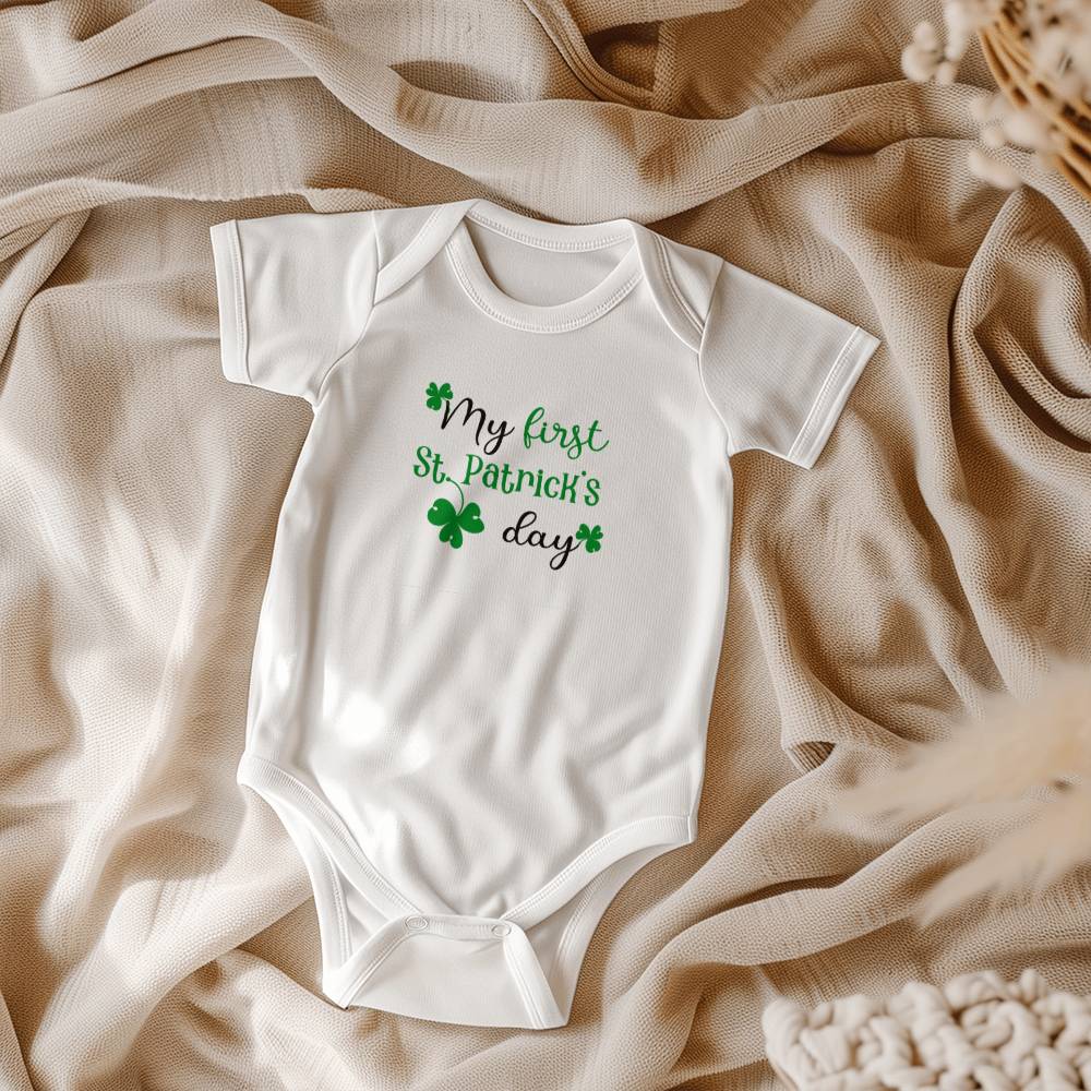 My First St. Patrick’s Day Baby Bodysuit – Cute Shamrock Onesie – Soft Cotton Infant Romper – Newborn Irish Holiday Outfit & Baby Shower Gift - Mallard Moon Gift Shop