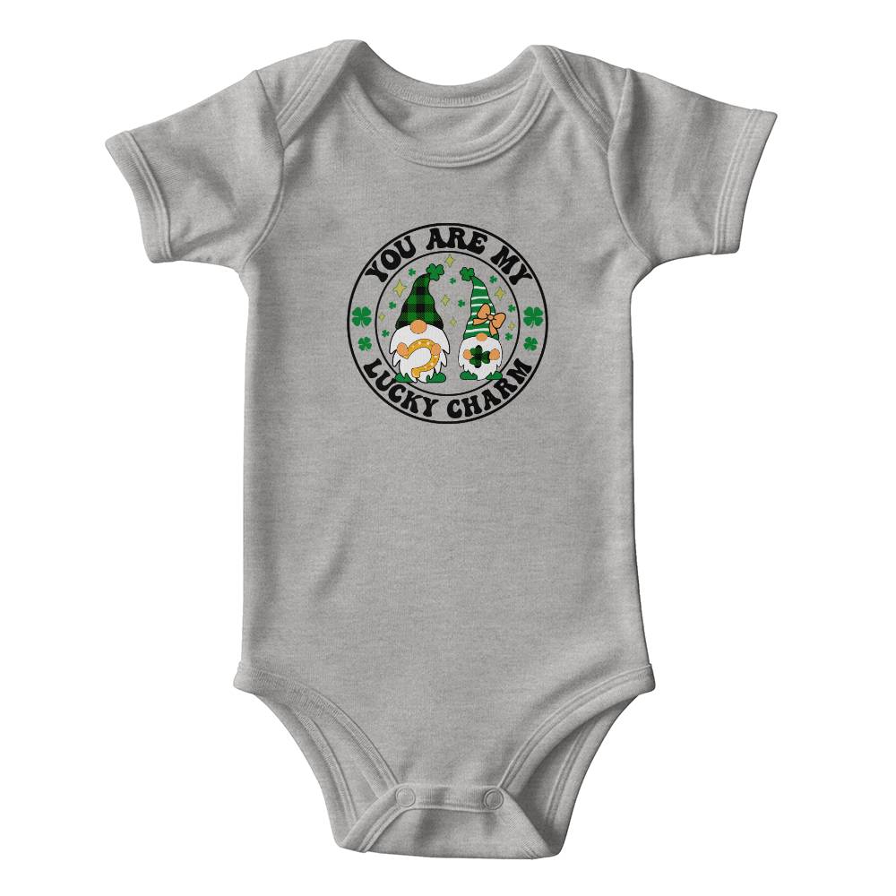 You Are My Lucky Charm St. Patrick’s Day Baby Bodysuit – Cute Gnome & Shamrock Onesie – Soft Cotton Infant Romper – Funny Irish Holiday Outfit & Baby Gift - Mallard Moon Gift Shop