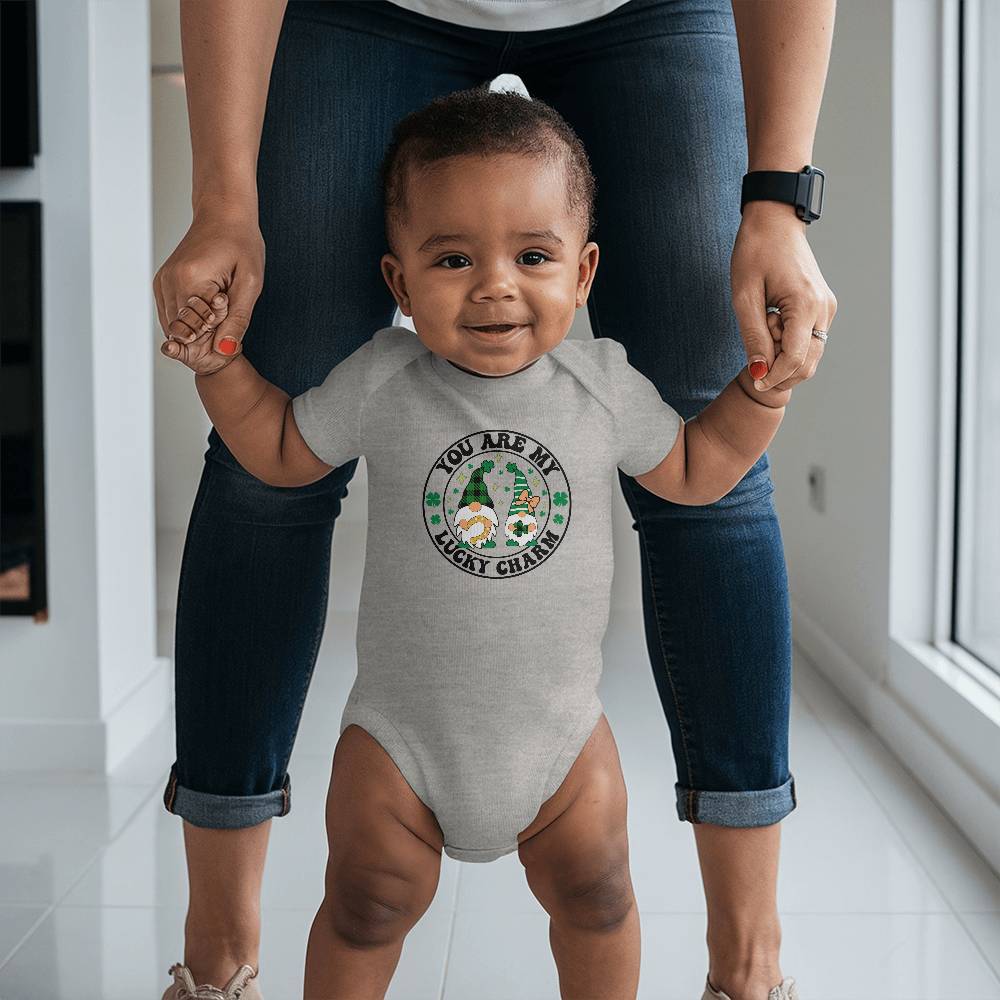 You Are My Lucky Charm St. Patrick’s Day Baby Bodysuit – Cute Gnome & Shamrock Onesie – Soft Cotton Infant Romper – Funny Irish Holiday Outfit & Baby Gift - Mallard Moon Gift Shop