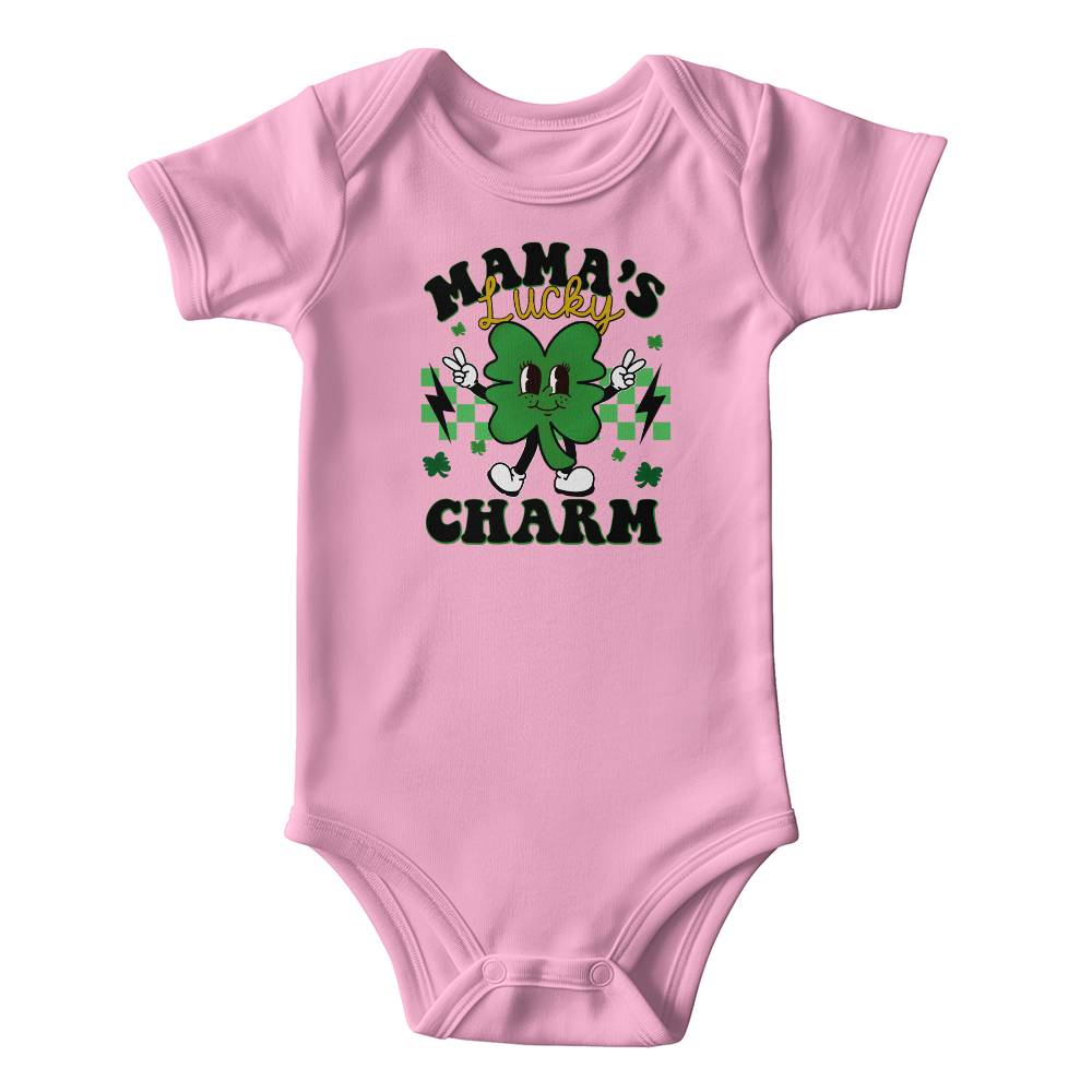 Mama’s Lucky Charm St. Patrick’s Day Baby Bodysuit – Cute Shamrock Onesie – Soft Cotton Infant Romper – Funny Irish Holiday Outfit & Baby Gift - Mallard Moon Gift Shop