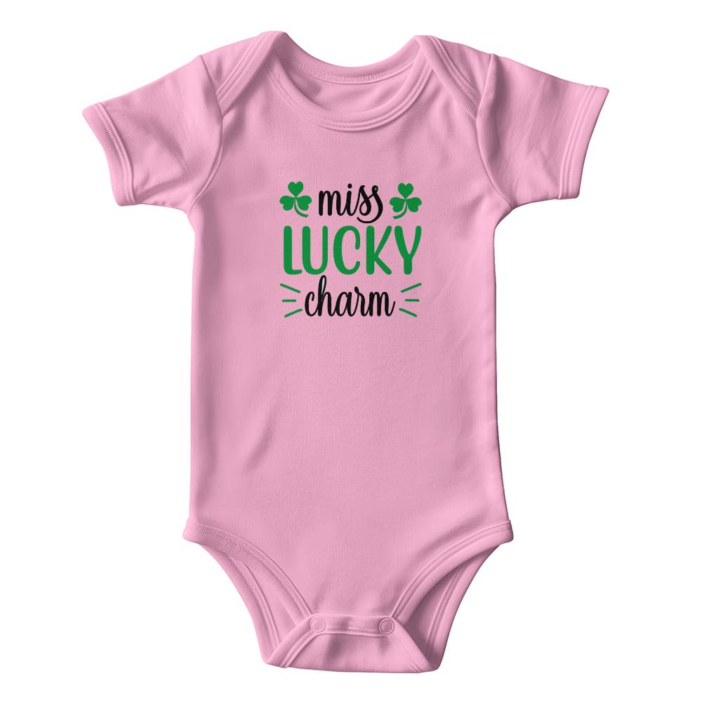Miss Lucky Charm St. Patrick’s Day Baby Bodysuit – Cute Shamrock Onesie – Soft Cotton Infant Romper – Funny Irish Holiday Outfit & Baby Shower Gift - Mallard Moon Gift Shop