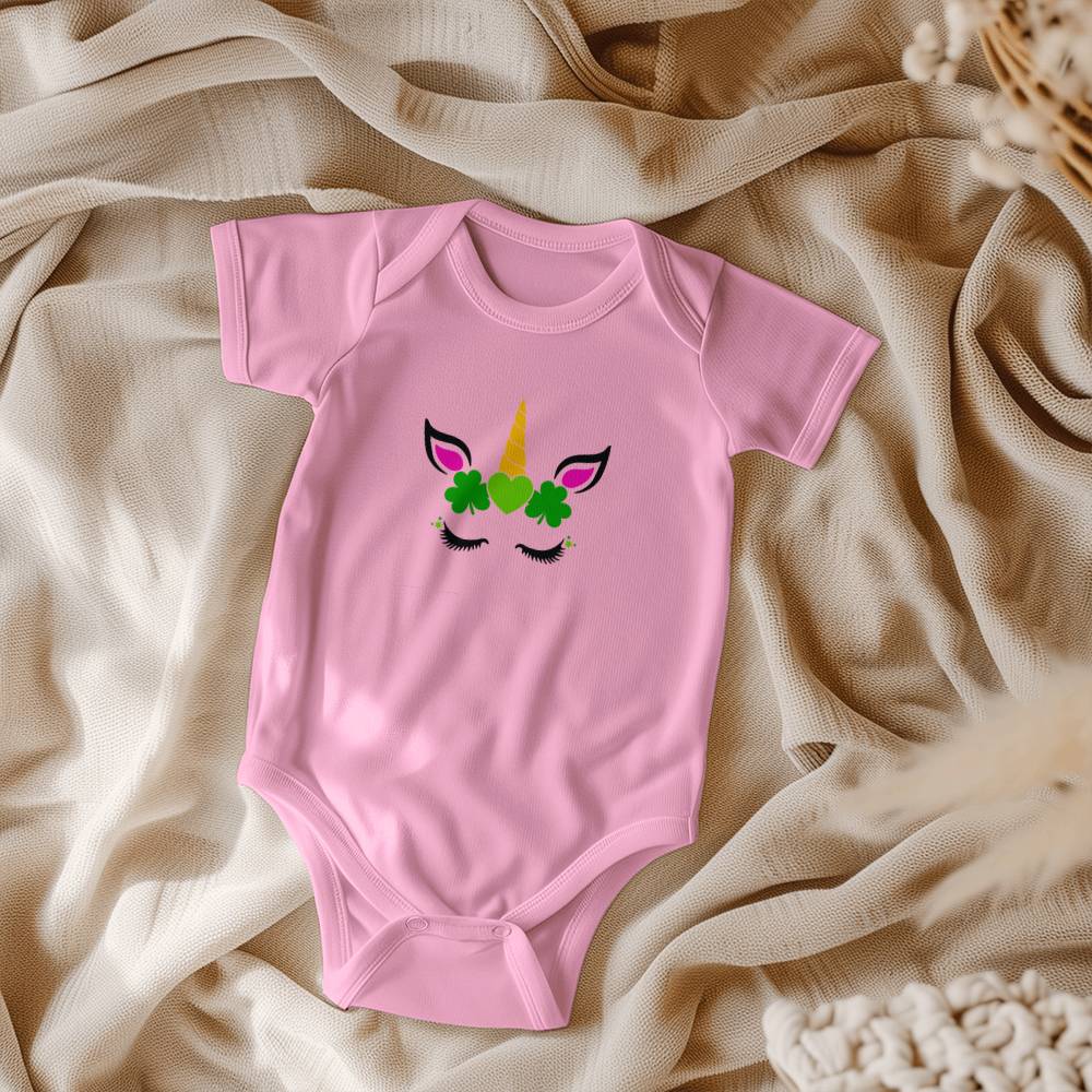 Shamrock Unicorn St. Patrick’s Day Baby Bodysuit – Cute Irish Lucky Charm Onesie – Soft Cotton Infant Romper – Magical Holiday Outfit & Baby Gift - Mallard Moon Gift Shop