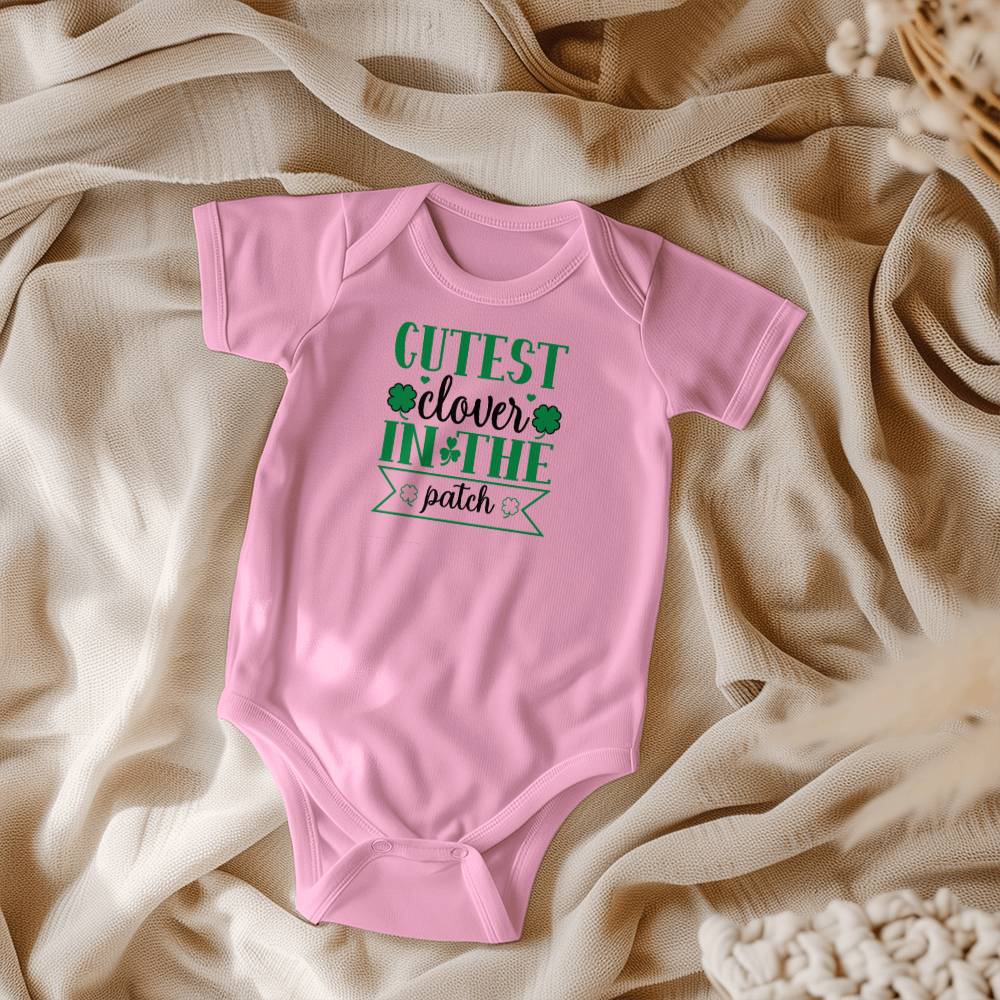 Cutest Clover in the Patch St. Patrick’s Day Baby Bodysuit – Cute Shamrock Onesie – Soft Cotton Infant Romper – Irish Holiday Outfit & Baby Gift - Mallard Moon Gift Shop