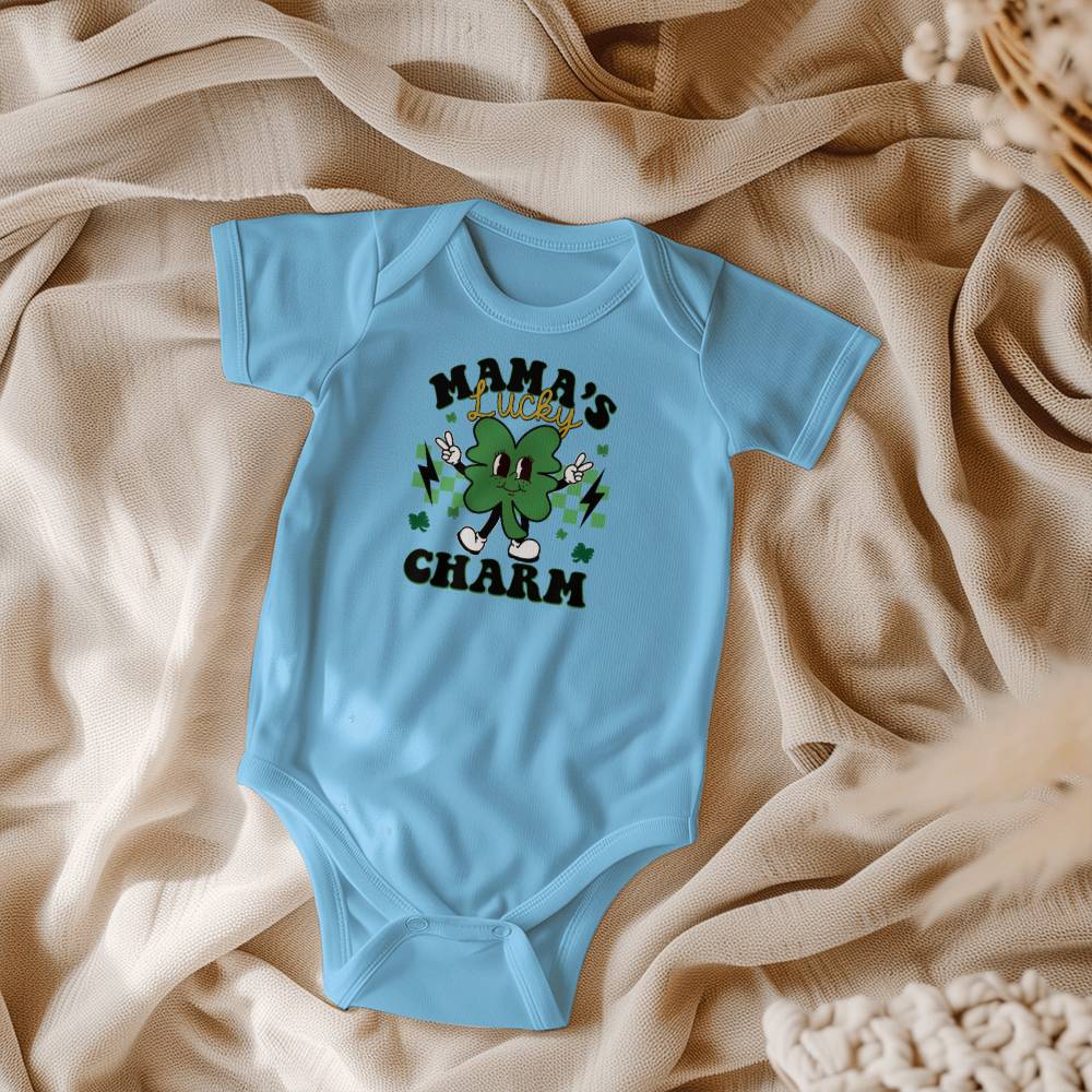 Mama’s Lucky Charm St. Patrick’s Day Baby Bodysuit – Cute Shamrock Onesie – Soft Cotton Infant Romper – Funny Irish Holiday Outfit & Baby Gift - Mallard Moon Gift Shop