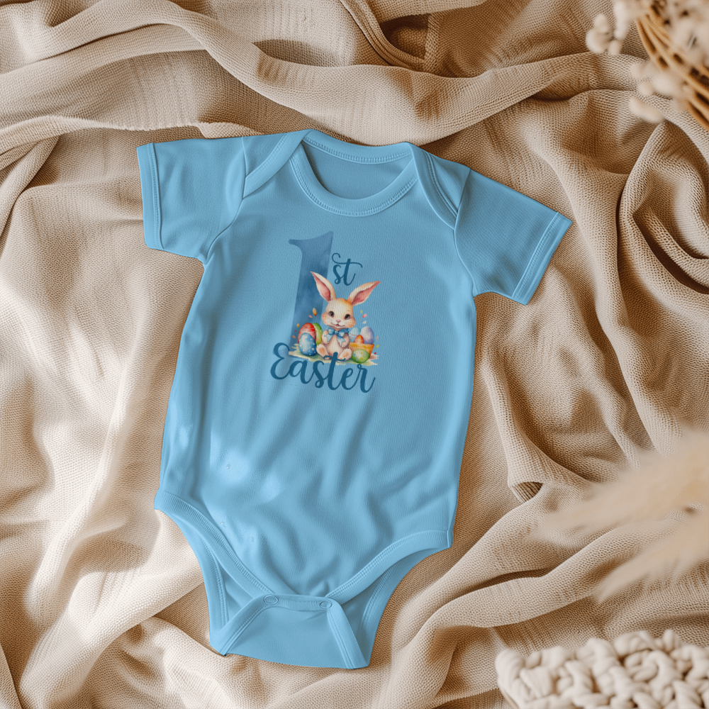 Baby's First Easter Bodysuit – Adorable Bunny & Easter Egg Onesie – Soft Cotton Infant Romper – Newborn Holiday Outfit – Cute Baby Shower Gift - Mallard Moon Gift Shop