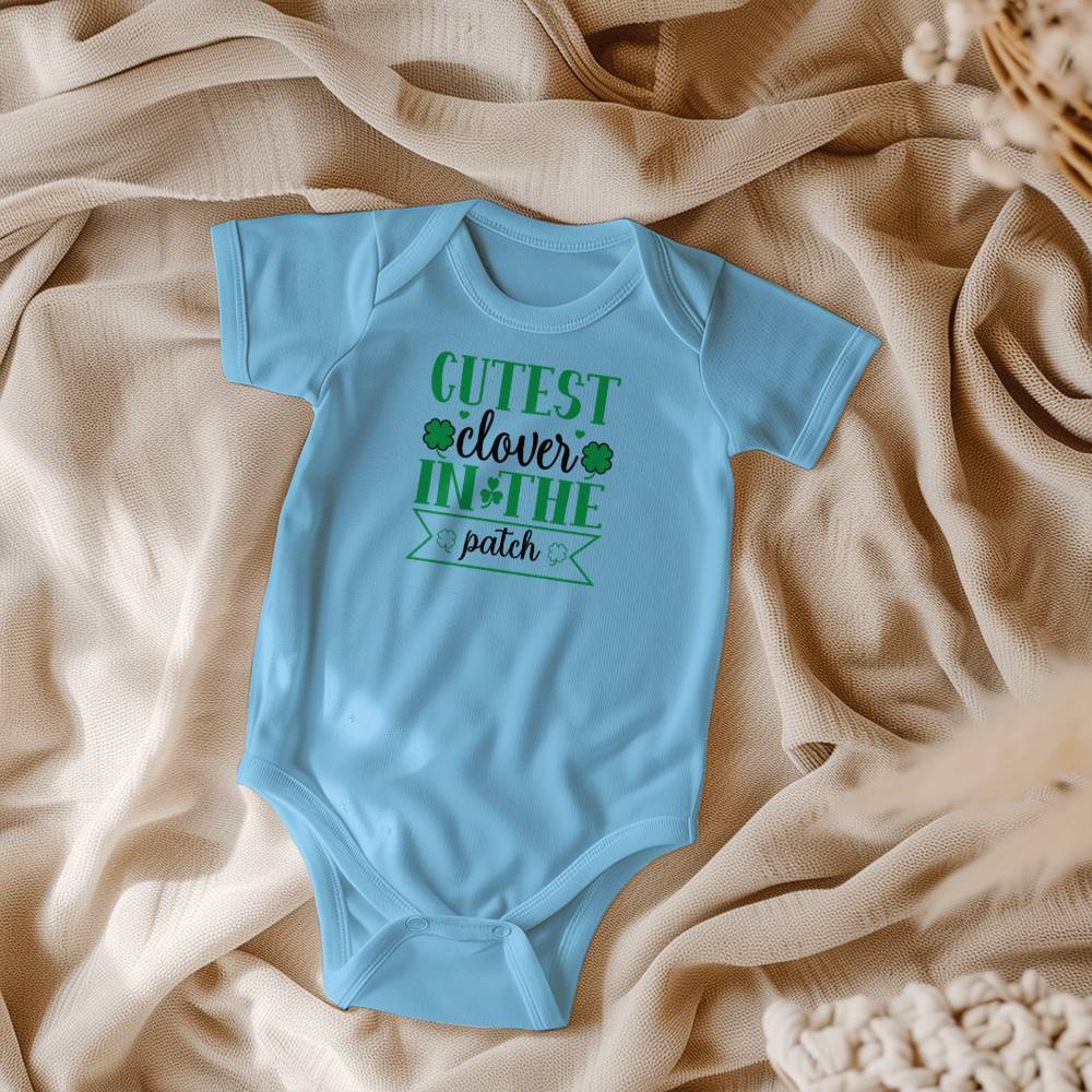 Cutest Clover in the Patch St. Patrick’s Day Baby Bodysuit – Cute Shamrock Onesie – Soft Cotton Infant Romper – Irish Holiday Outfit & Baby Gift - Mallard Moon Gift Shop