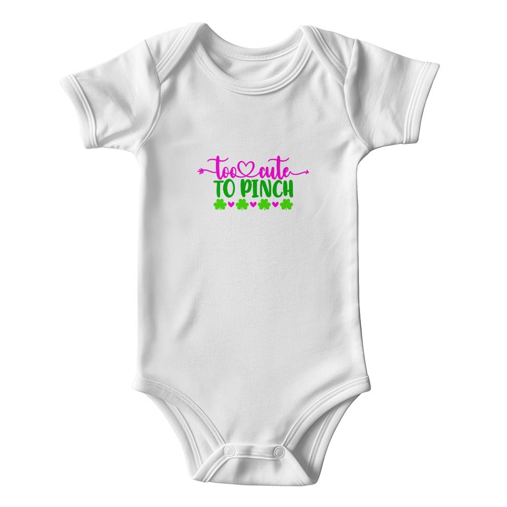 Too Cute to Pinch St. Patrick’s Day Baby Bodysuit – Funny Shamrock Onesie – Soft Cotton Infant Romper – Irish Holiday Outfit & Baby Gift - Mallard Moon Gift Shop