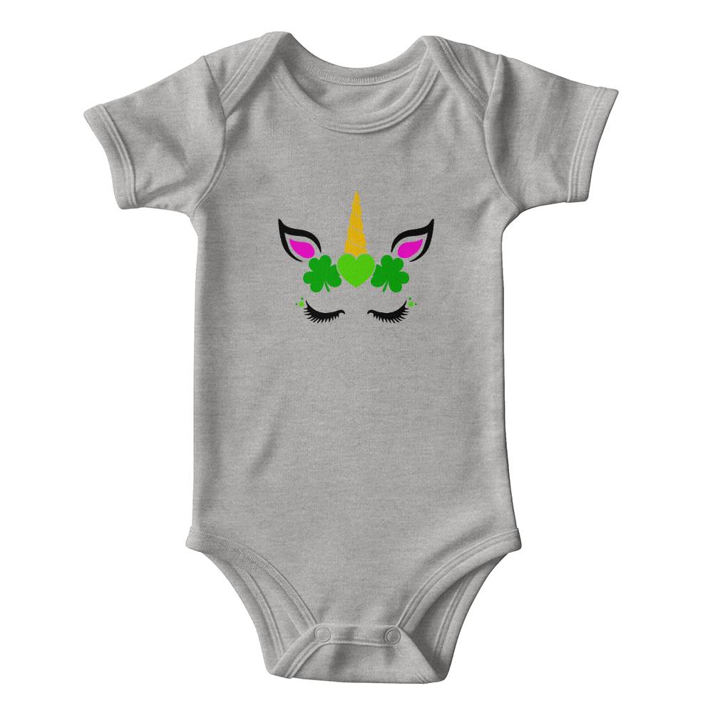 Shamrock Unicorn St. Patrick’s Day Baby Bodysuit – Cute Irish Lucky Charm Onesie – Soft Cotton Infant Romper – Magical Holiday Outfit & Baby Gift - Mallard Moon Gift Shop