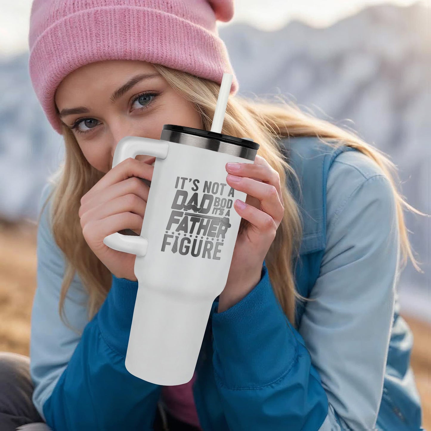 Funny Father Figure Laser-engraved 40oz Tumbler - Birthday, Father's Day, Christmas Gift for Dad