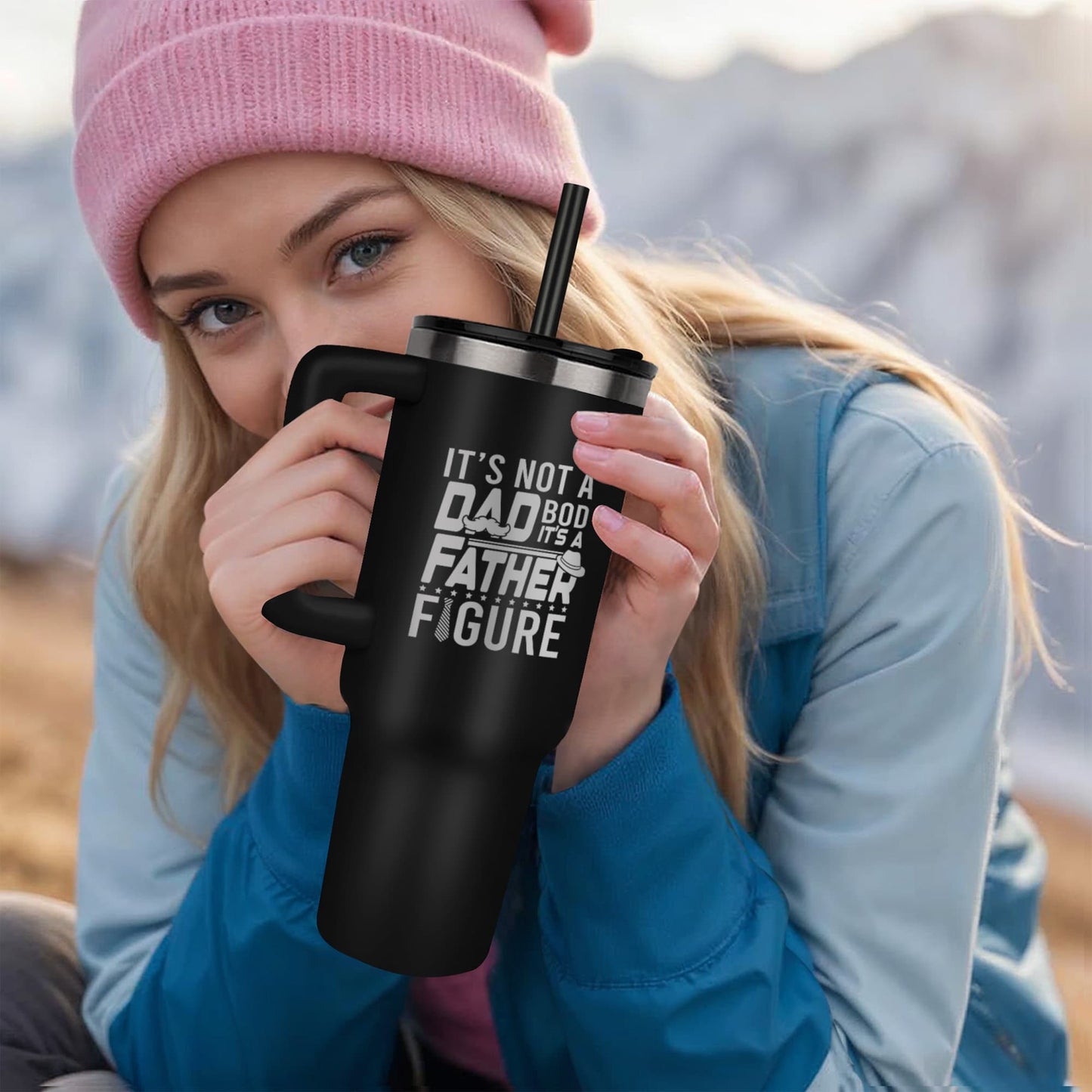 Funny Father Figure Laser-engraved 40oz Tumbler - Birthday, Father's Day, Christmas Gift for Dad