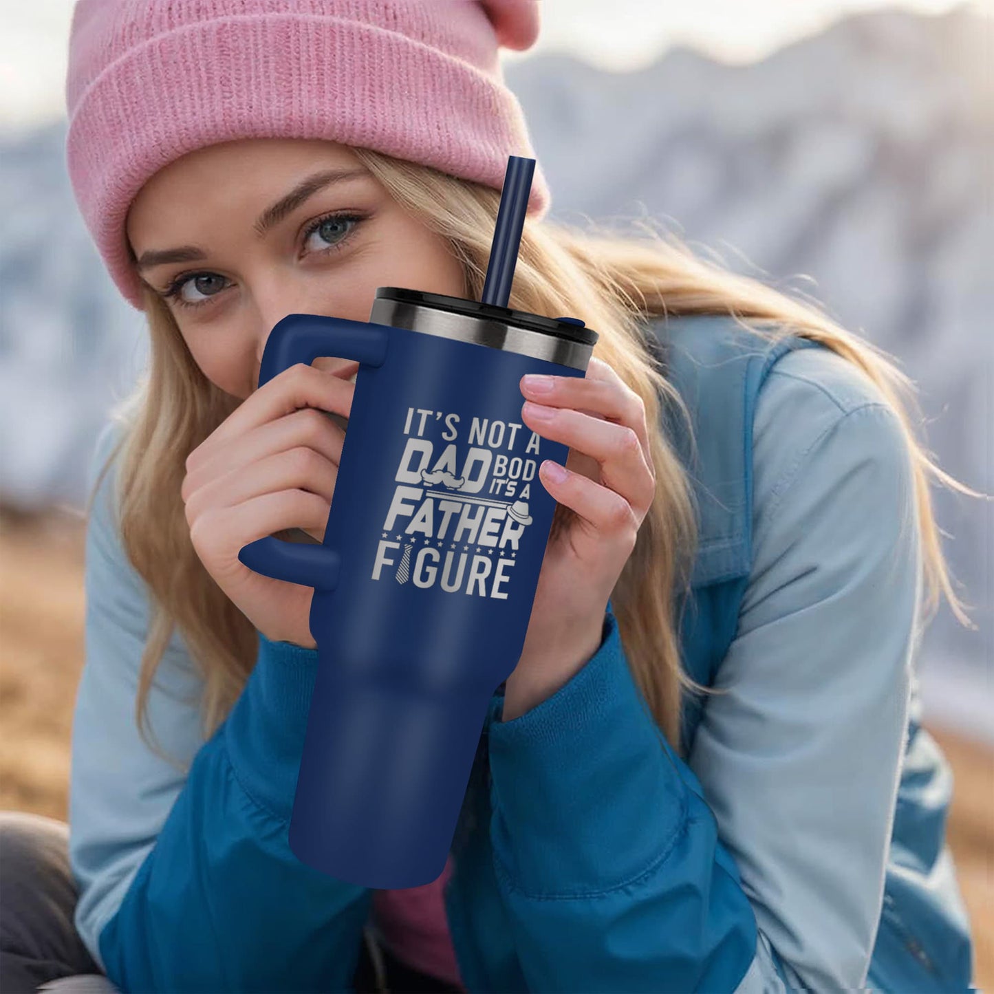 Funny Father Figure Laser-engraved 40oz Tumbler - Birthday, Father's Day, Christmas Gift for Dad