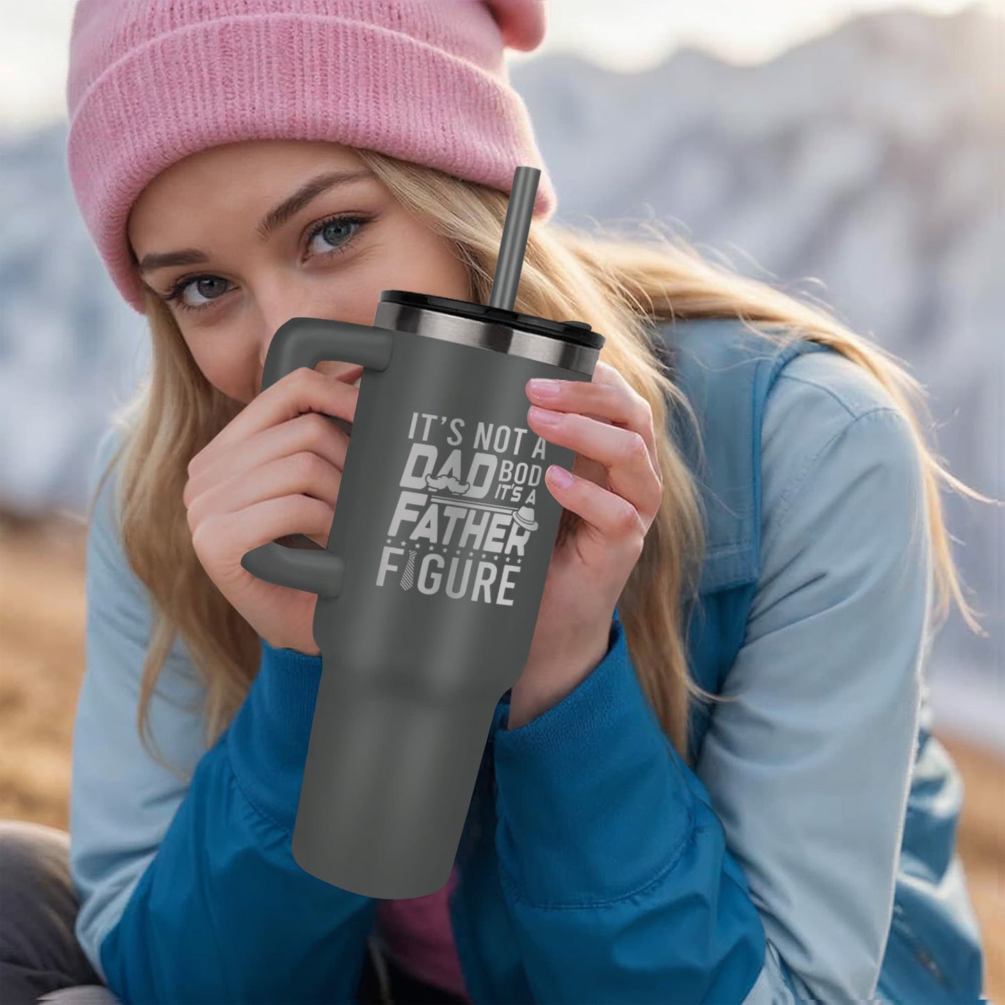 Funny Father Figure Laser-engraved 40oz Tumbler - Birthday, Father's Day, Christmas Gift for Dad