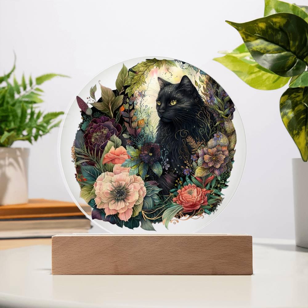 Eerie Feline Shadow: Spooky Acrylic Decor - Mallard Moon Gift Shop