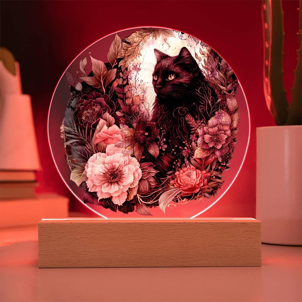 Eerie Feline Shadow: Spooky Acrylic Decor - Mallard Moon Gift Shop