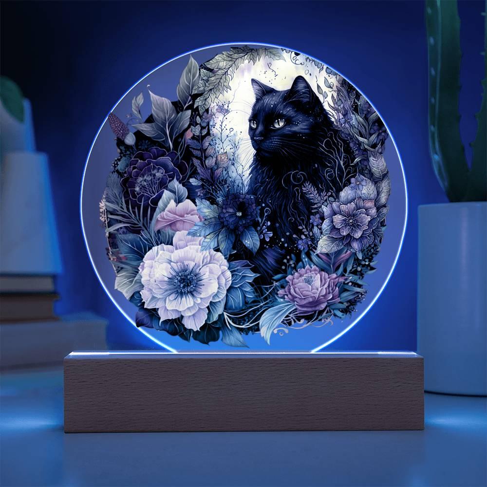 Eerie Feline Shadow: Spooky Acrylic Decor - Mallard Moon Gift Shop
