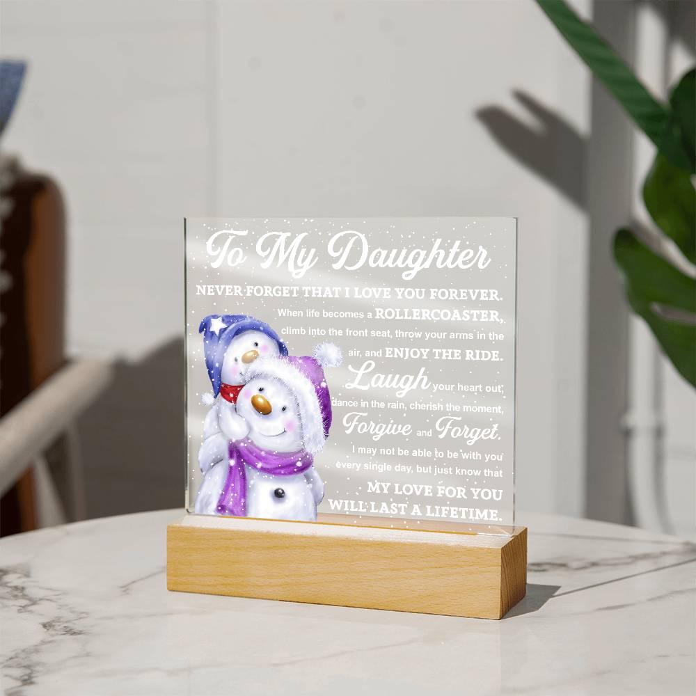 Daughter Gift - Enjoy The Ride Acrylic Square Plaque with LED Wooden Base - Mallard Moon Gift Shop