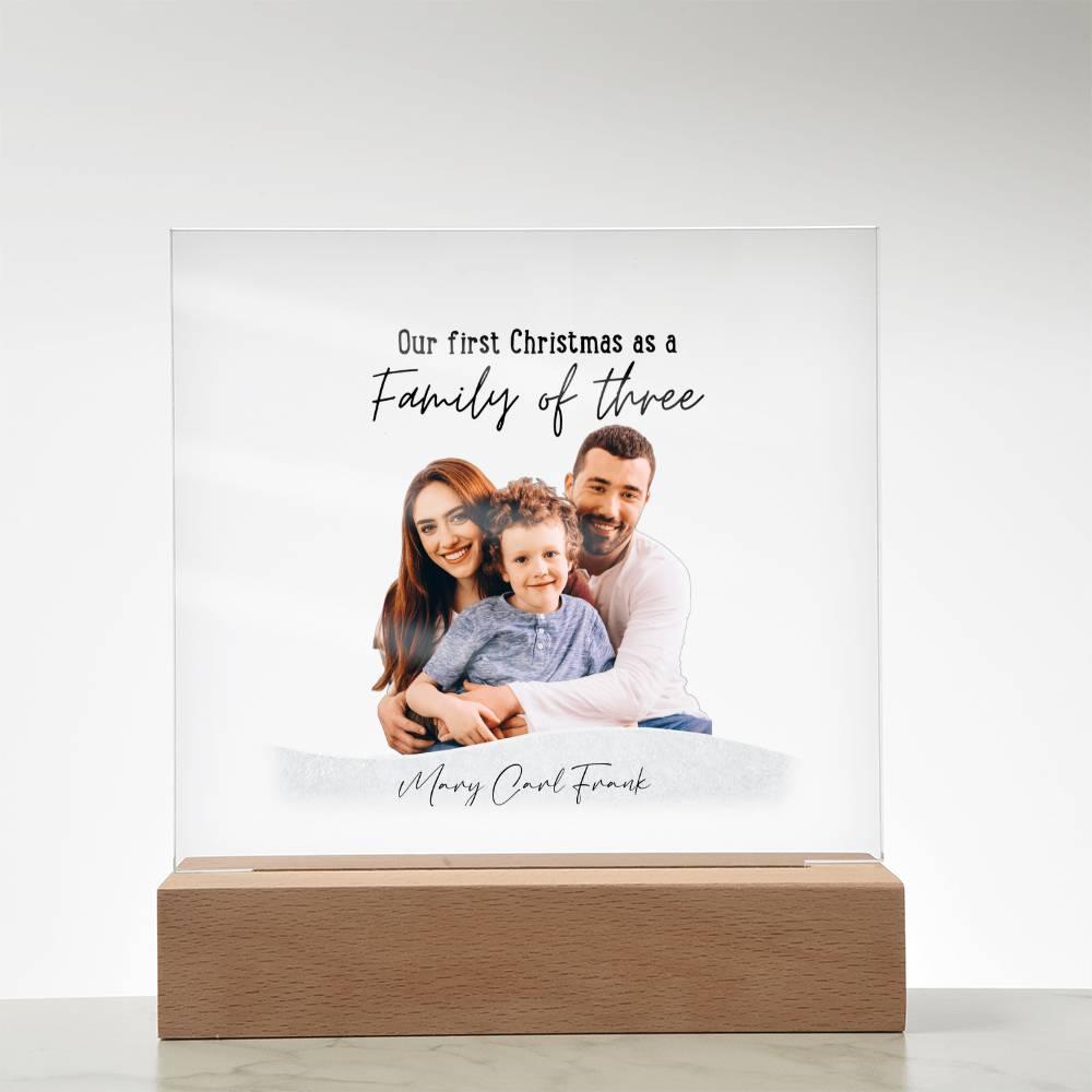 Family Personalized Photo Image Acrylic Plaque with Lighted LED Wooden Base - Mallard Moon Gift Shop