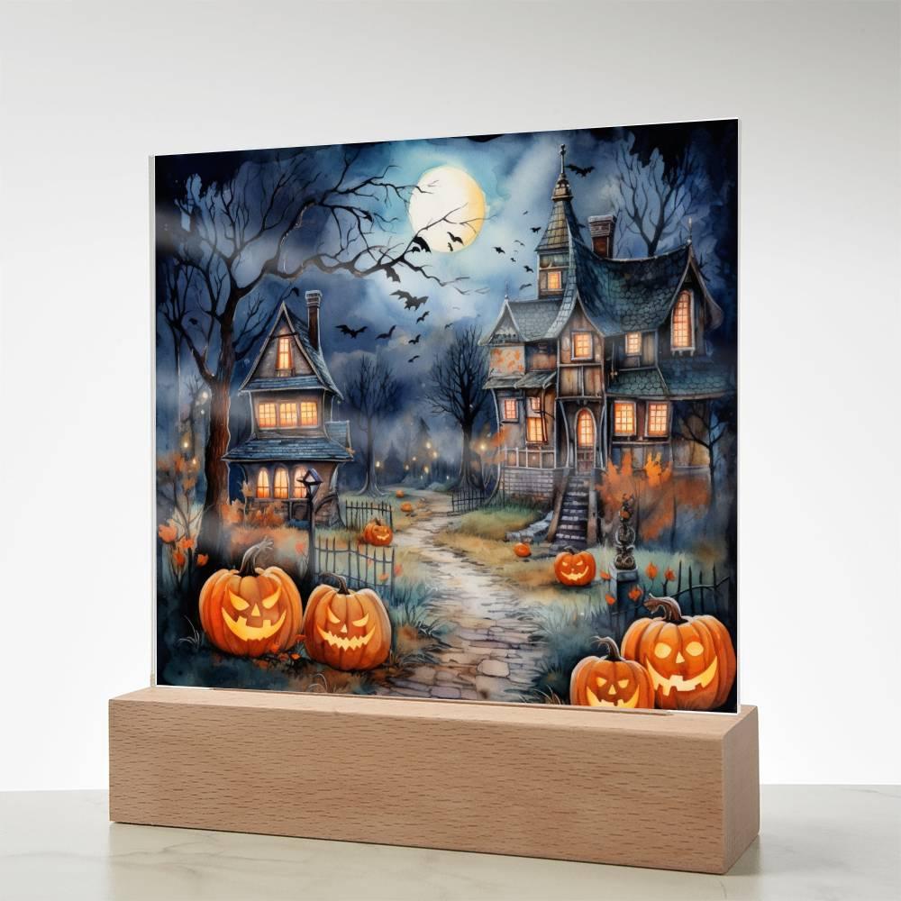 Moonlit Mansion: Spooky Acrylic Decor for Halloween Lovers - Mallard Moon Gift Shop