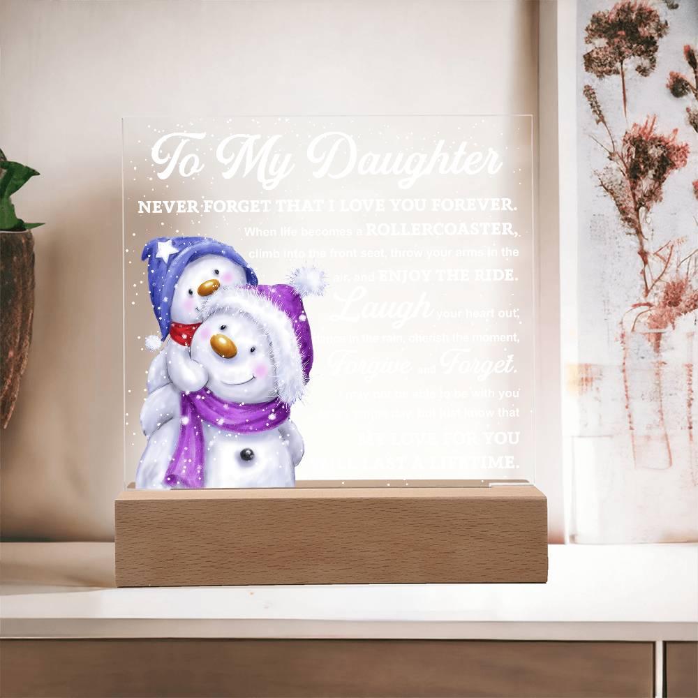 Daughter Gift - Enjoy The Ride Acrylic Square Plaque with LED Wooden Base - Mallard Moon Gift Shop
