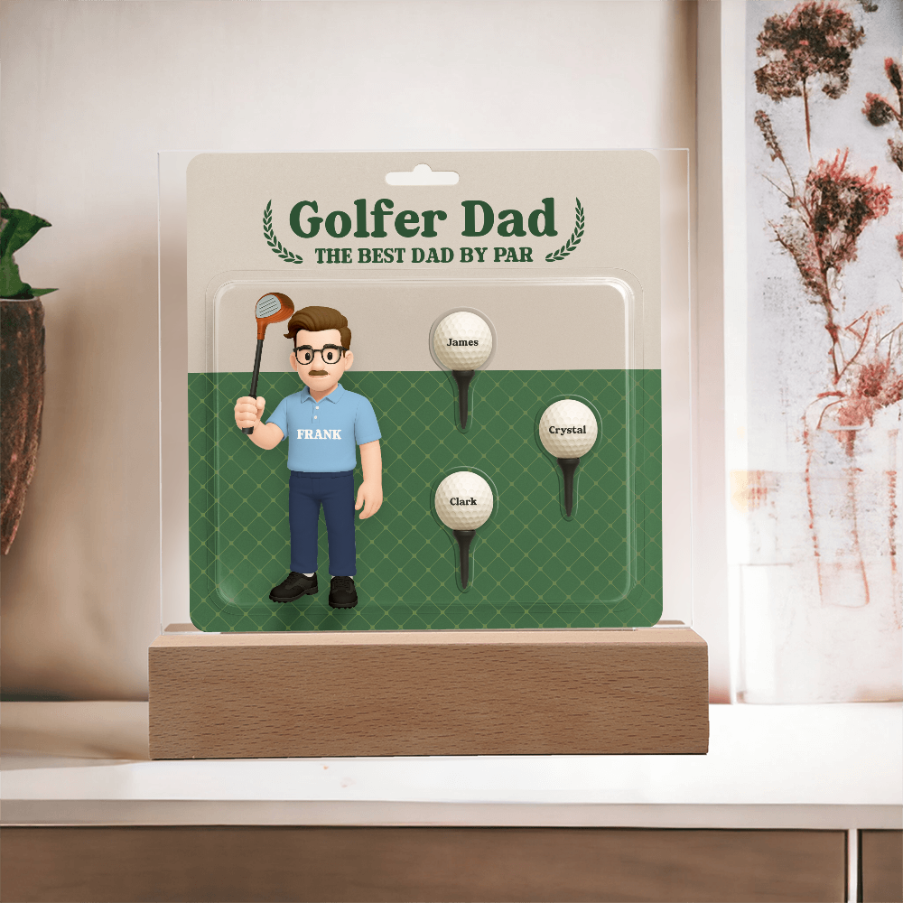 Golfer Dad Personalized Gift Plaque – Custom Golf Balls with Kids' Names – “The Best Dad by Par” Father's Day Gift from Children - Mallard Moon Gift Shop