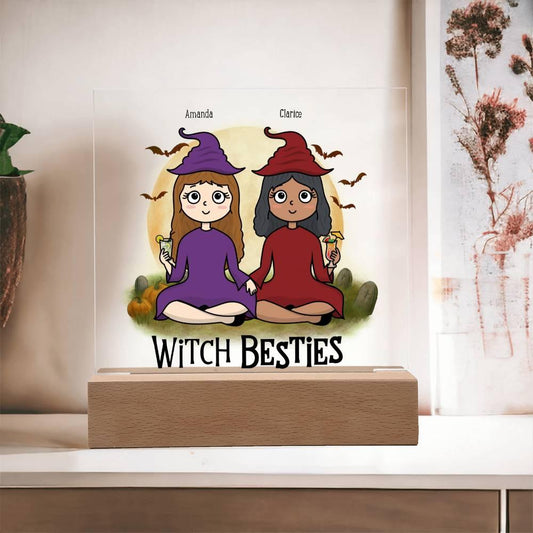 Witch Besties Personalized Best Friends Halloween Acrylic Plaque - Mallard Moon Gift Shop