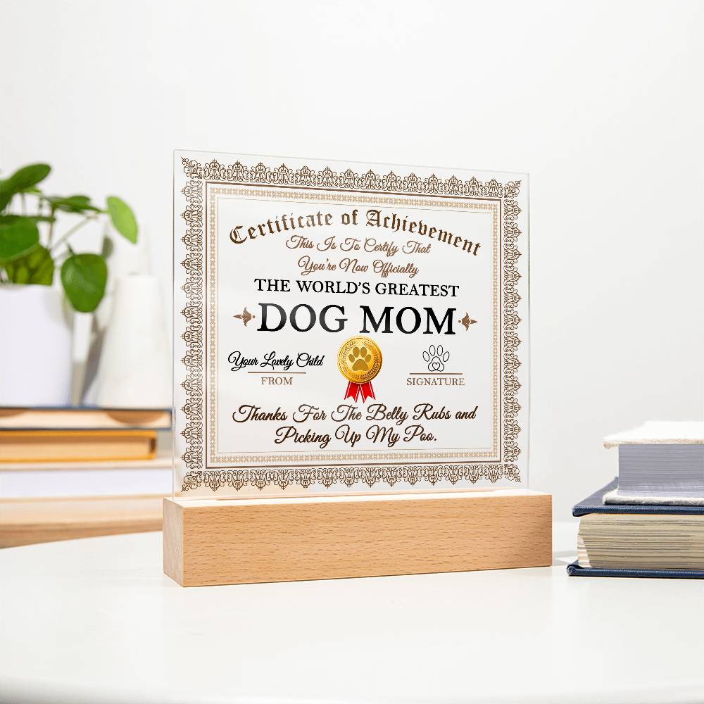 Dog Mom Certificate of Achievement - Mallard Moon Gift Shop