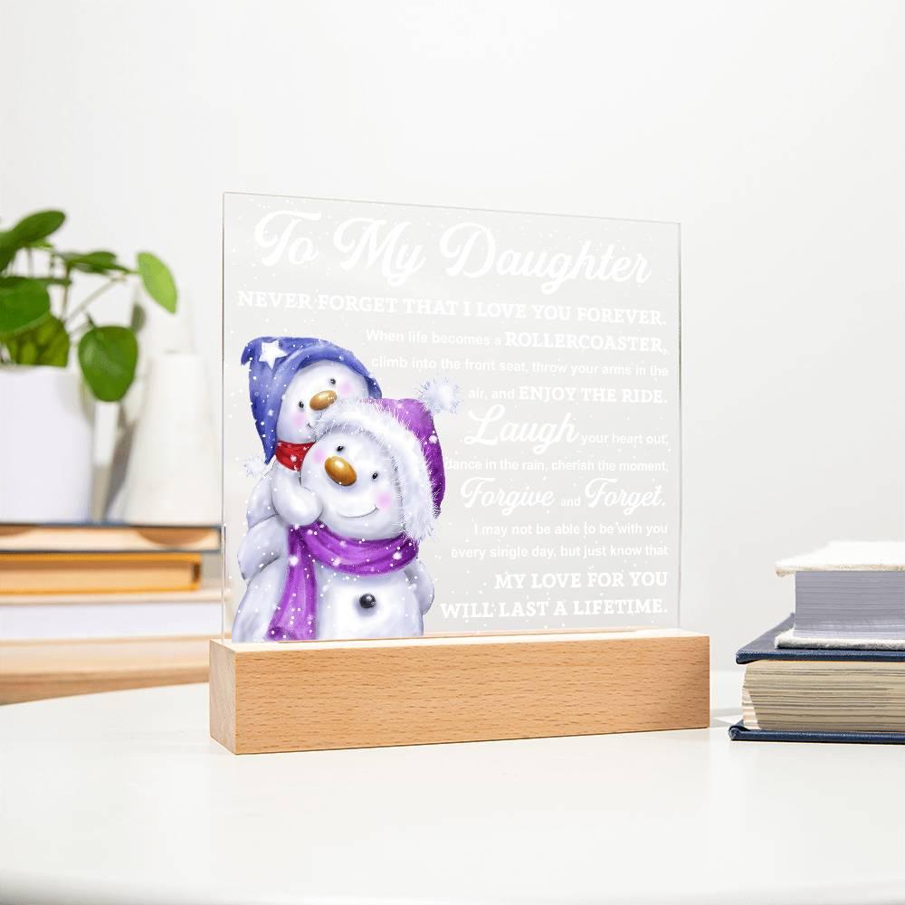 Daughter Gift - Enjoy The Ride Acrylic Square Plaque with LED Wooden Base - Mallard Moon Gift Shop