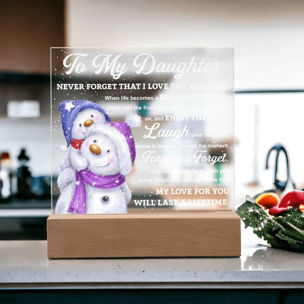 Daughter Gift - Enjoy The Ride Acrylic Square Plaque with LED Wooden Base - Mallard Moon Gift Shop