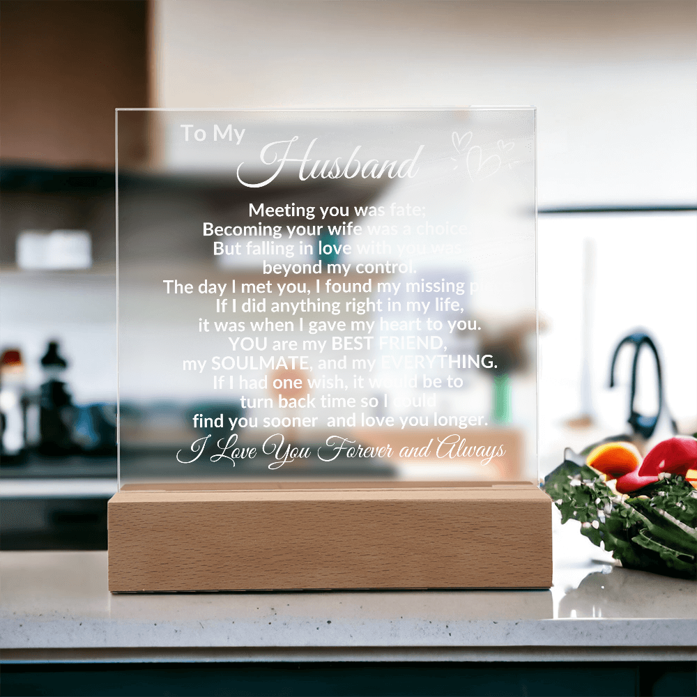 Personalized Acrylic Plaque for Husband – "To My Husband" Romantic Message – Custom Name Gift for Him from Wife – Sentimental Keepsake for Anniversary, Birthday, or Father's Day