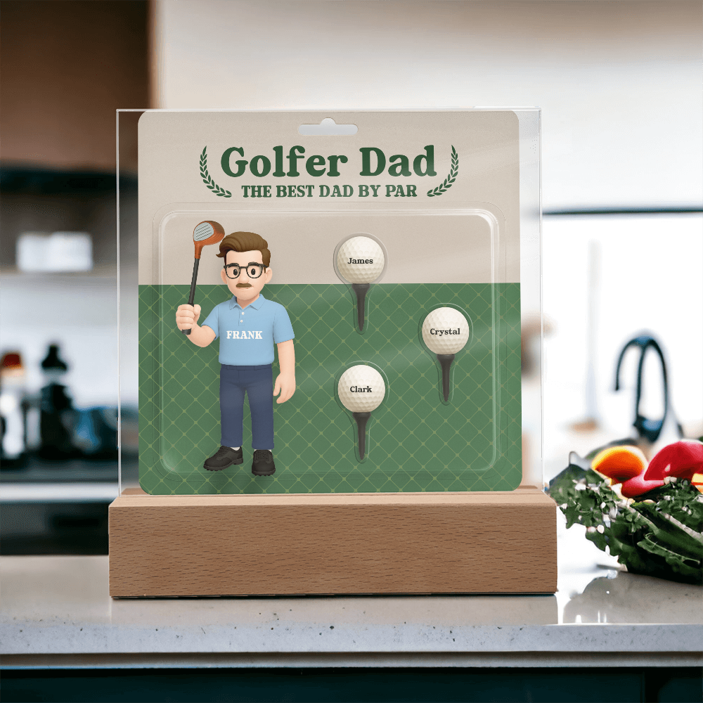 Golfer Dad Personalized Gift Plaque – Custom Golf Balls with Kids' Names – “The Best Dad by Par” Father's Day Gift from Children - Mallard Moon Gift Shop