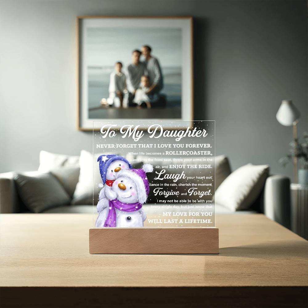 Daughter Gift - Enjoy The Ride Acrylic Square Plaque with LED Wooden Base - Mallard Moon Gift Shop