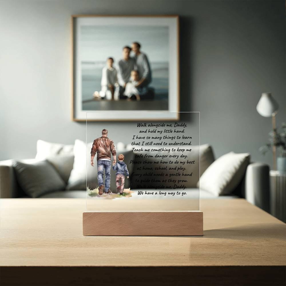 Father and Son Walk Alongside Me, Daddy Personalized Acrylic Plaque - Mallard Moon Gift Shop