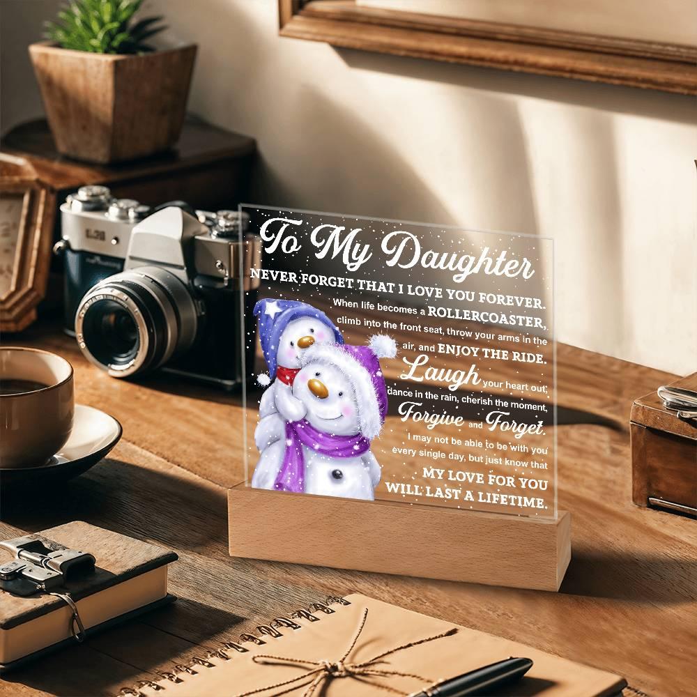 Daughter Gift - Enjoy The Ride Acrylic Square Plaque with LED Wooden Base - Mallard Moon Gift Shop