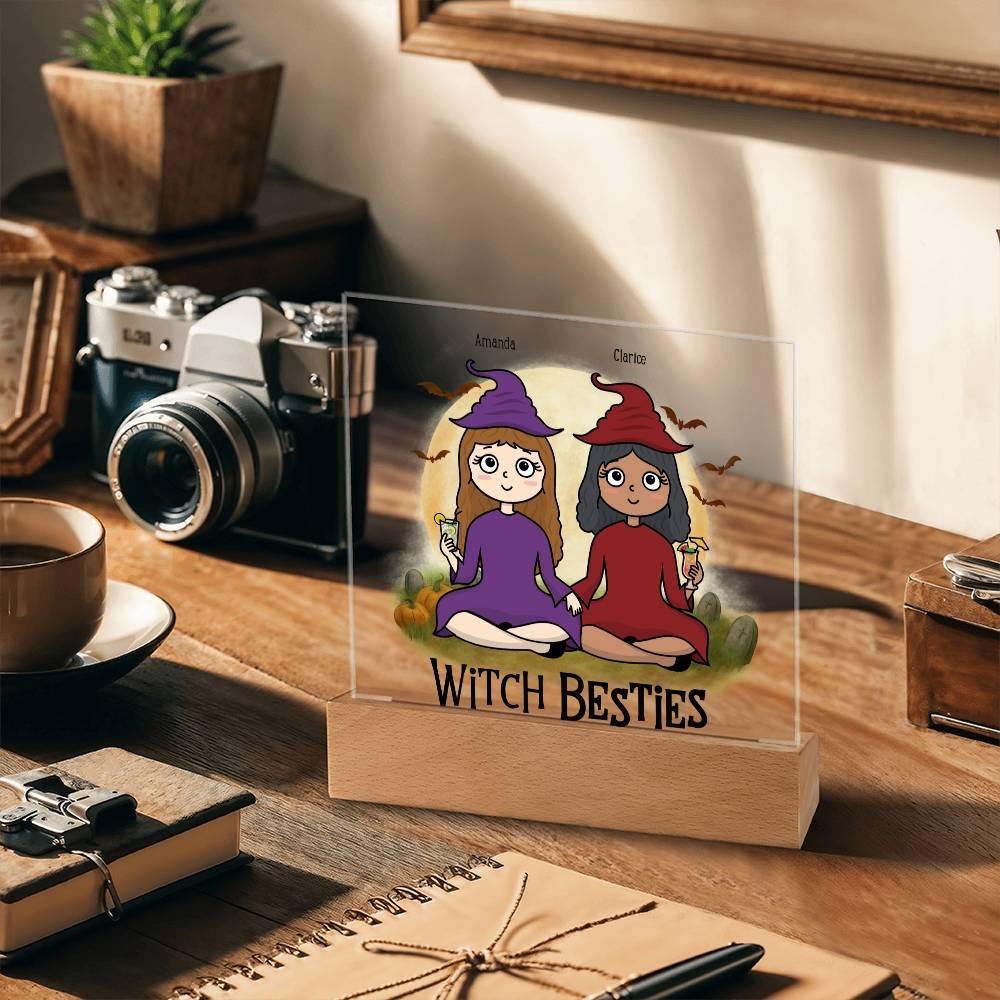 Witch Besties Personalized Best Friends Halloween Acrylic Plaque - Mallard Moon Gift Shop