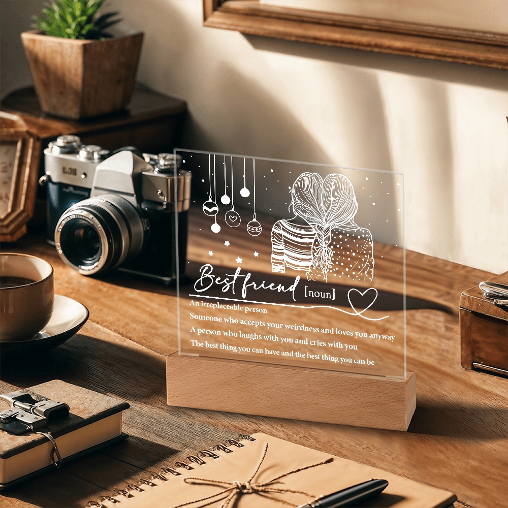 Best Friend Definition Acrylic Plaque – Friendship LED Light Gift | Thoughtful Christmas, Birthday Present for Bestie, Sister, or Soulmate