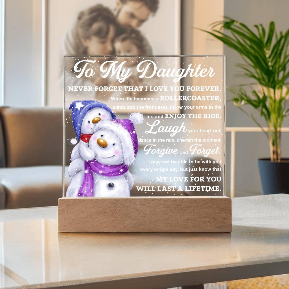 Daughter Gift - Enjoy The Ride Acrylic Square Plaque with LED Wooden Base - Mallard Moon Gift Shop