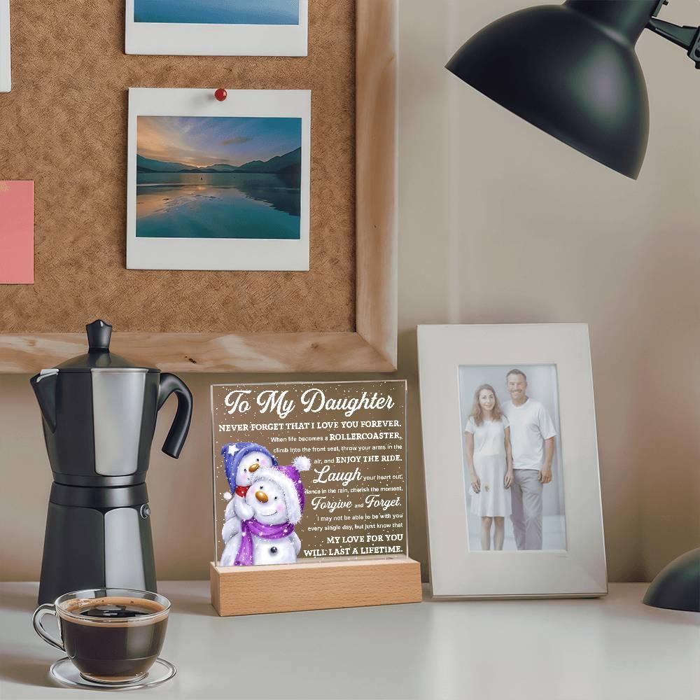 Daughter Gift - Enjoy The Ride Acrylic Square Plaque with LED Wooden Base - Mallard Moon Gift Shop