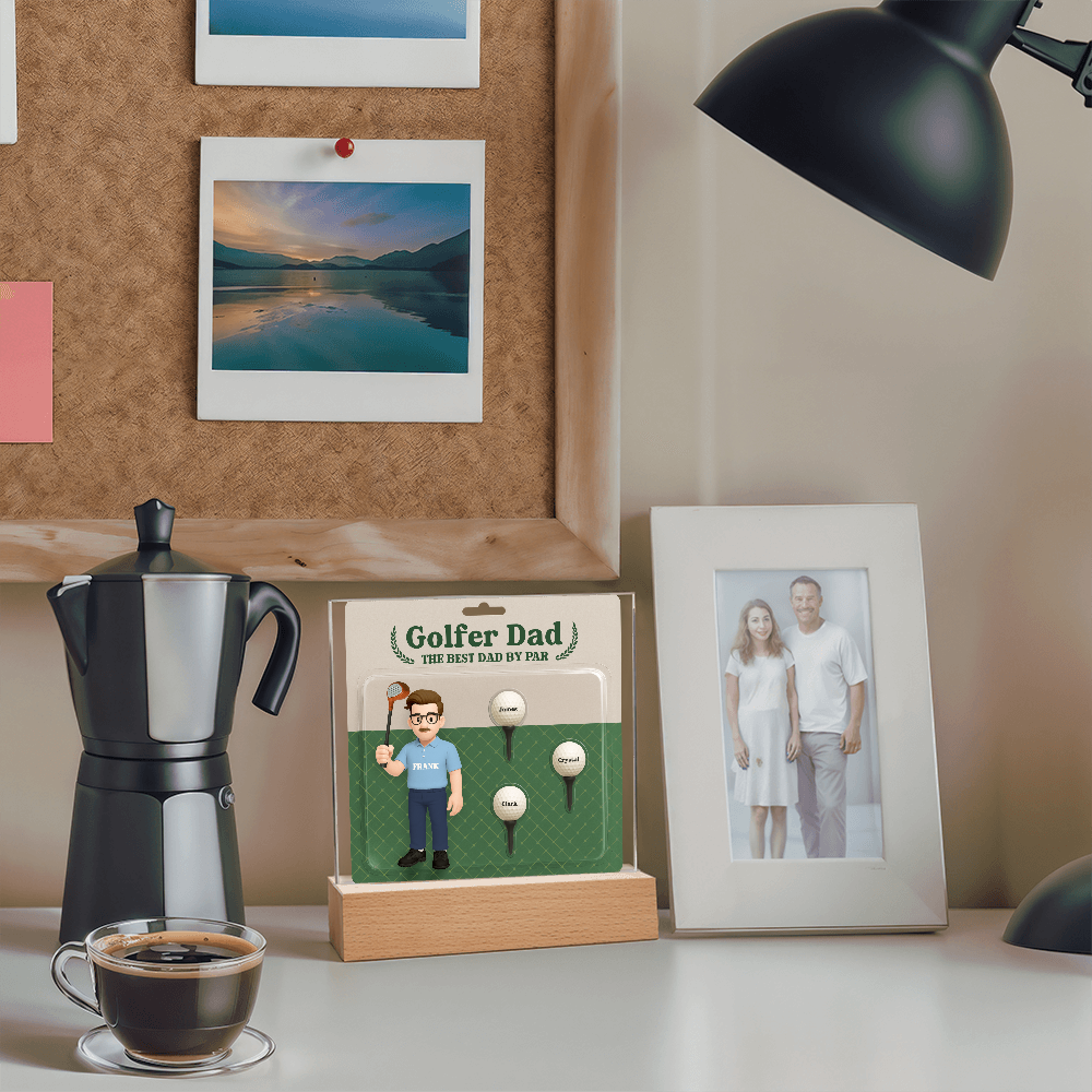 Golfer Dad Personalized Gift Plaque – Custom Golf Balls with Kids' Names – “The Best Dad by Par” Father's Day Gift from Children - Mallard Moon Gift Shop